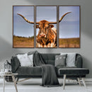 Texas Longhorn Wall Art Print, Framed Longhorn Cow Wall Art