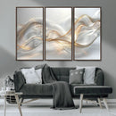 Abstract art Grey and Gold Lines Wall Art