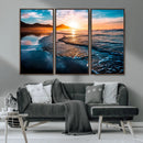 Sunset Beach Ocean Canvas Wall Art – Tranquil Ocean