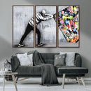 Banksy Art Behind the Curtain Street Wall Art Canvas Print |