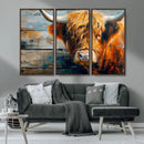 Highland Cow Abstract Canvas Wall Art – Bold Farmhouse