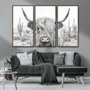 Rustic Charm | Cow Longhorn Black White Bighorn Wall Art