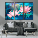 Pink Lotus Flower Canvas Wall Art | Vibrant Floral Wall