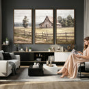 Rustic Farmhouse Barn Wall Art | 3-Panel Framed Gallery Wrap