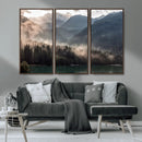 Foggy Mountain Canvas Print Forest Wall Art