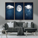 Dark Blue Cloud Art, 3 Piece Indigo Blue Wall Art, Aesthetic by MyGreatCanvas | Canvas Wall Art Prints | Photo Prints & Wall Decor