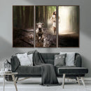 Jesus Canvas Wall Art - Jesus Running After Lost Lamb,