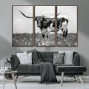Texas Black White Highland Longhorn Cow Wall Art Canvas by MyGreatCanvas | Canvas Wall Art Prints | Photo Prints & Wall Decor