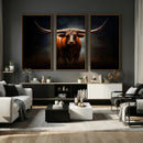 Abstract Texas Longhorn Wall Art Print | 3-Panel Large Texas