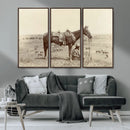 Cowboy Wall Art - Western Horse Canvas Print - Vintage