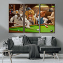 Dogs Playing Pool Canvas Wall Art Funny Gifts Dog Print
