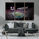 Ben Hill Griffin Stadium Night Game Triple Canvas Wall Art -