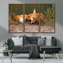 Sleeping Fox Wall Art Canvas Print, Farmhouse Wall Decor and