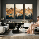 Rustic Wood Mountain Wall Art Print | Triptych Giclee Print