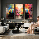 Weightlifting Barbell Art Triptych, Bold Abstract Fitness