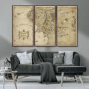 Vintage Middle Earth Map Wall Art Canvas – Lord of the Rings