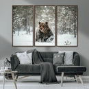 Grizzly Bear Wall Art – Framed Snowy Forest Canvas Artwork, by MyGreatCanvas | Canvas Wall Art Prints | Photo Prints & Wall Decor