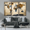 World Map Wall Art – Antique Style Blue and Brown Map Canvas by MyGreatCanvas | Canvas Wall Art Prints | Photo Prints & Wall Decor