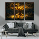 Golden Tree of Life Canvas Wall Art Print - Majestic Glowing