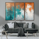 Vintage Abstract Print - Bold Teal and Orange Canvas Wall