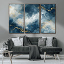Large Abstract Print - Luxe Blue and Gold Abstract Canvas