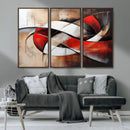 Abstract Wall Art - Modern Red and White Canvas Wall Art