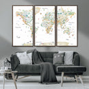 Animal World Map for Kids Room Decor