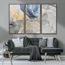 Large Abstract Blue and Gold Canvas Wall Art | Fluid Ink