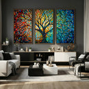 Yggdrasil Tree of Life Wall Art Print | Mosaic Style 3-Panel