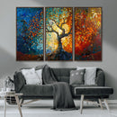 Yggdrasil Tree of Life Mosaic Stained Glass Wall Art Canvas,
