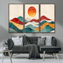 Southwest Mountain Wall Art Canvas Print – Boho Triptych