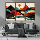 Western Wall Decor - Large Triptych Mountain Canvas - Boho