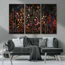 Dark Floral Canvas Wall Art - Moody Botanical Flower Print -