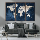 Vintage World Map Canvas Wall Art - Framed Map Print for