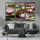 Lotus Flower Wall Art Canvas Print, Water Lily Large Wall