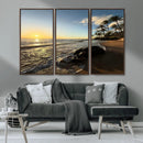 Tropical Beach Wall Art - Stunning Ocean Sunset Canvas Print