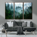 Misty Forest Wall Art Canvas Print – Framed Foggy Mountain