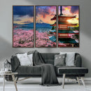 Mount Fuji Cherry Blossom Wall Art Canvas Print – Framed