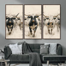 Texas Longhorn Wall Art – Framed Cattle Walking Canvas by MyGreatCanvas | Canvas Wall Art Prints | Photo Prints & Wall Decor