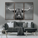Texas Longhorn Wall Art Canvas Print – Framed Western Bull