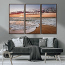 Ocean Sunset Wall Art Canvas Print – Framed Sandy Shore
