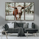 Texas Longhorn Wall Art Canvas Print – Framed Spotted Bull