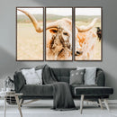 Texas Longhorn Wall Art Canvas Print – Framed Spotted Cow