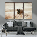 Texas Longhorn Wall Art Canvas Print – Framed Brown Horned