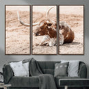 Texas Longhorn Wall Art – Framed Resting Bull Canvas by MyGreatCanvas | Canvas Wall Art Prints | Photo Prints & Wall Decor