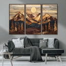 Wood Mountain Landscape Wall Art Canvas Print – Framed