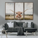 Texas Longhorn Wall Art Canvas Print – Framed Western Cow