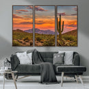 Saguaro Cactus Wall Art Canvas Print – Framed Arizona Sunset