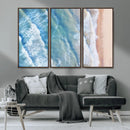 Aerial Ocean View Wall Art Canvas Print – Framed Soft Blue