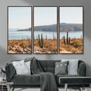 Desert Lake Wall Art – Framed Cactus Mountain Canvas by MyGreatCanvas | Canvas Wall Art Prints | Photo Prints & Wall Decor
